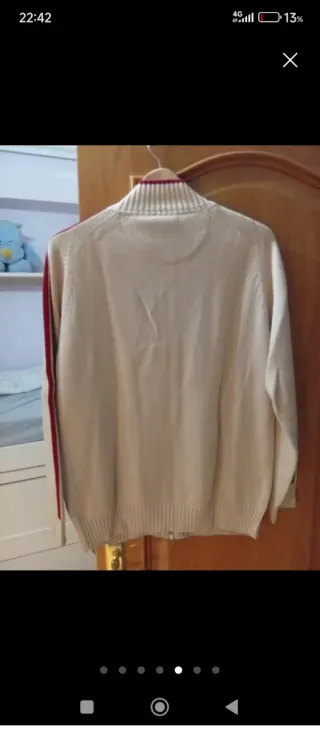 Chaqueta de punto hombre beige y roja Talla L