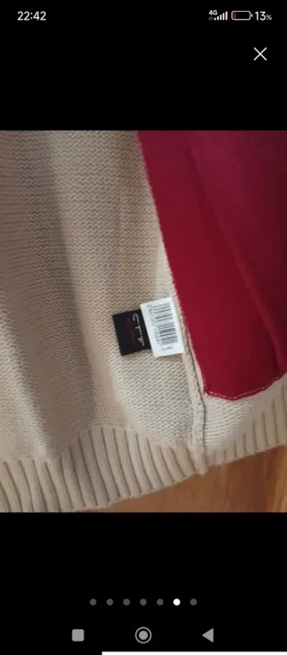 Chaqueta de punto hombre beige y roja Talla L