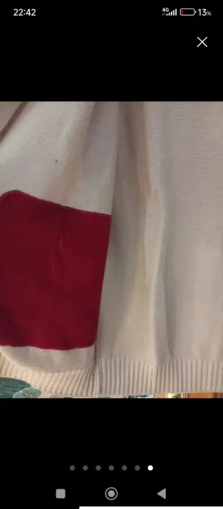 Chaqueta de punto hombre beige y roja Talla L