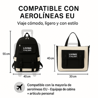 Set NOIRÉ: Mochila, Bolso y Estuches