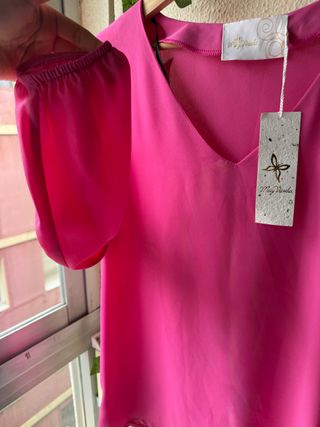 Blusa rosa manga larga