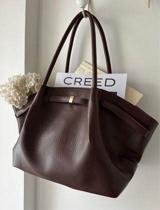 Borsa spalla spaziosa tote marrone