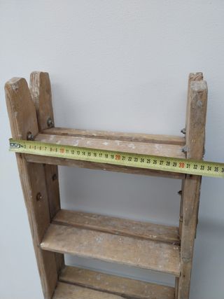 ESCALERA DE TIJERA MEDIANA ANTIGUA DE MADERA
