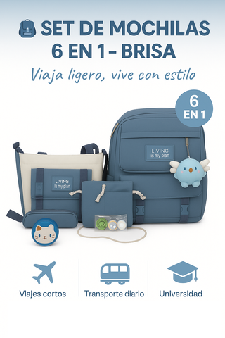 Set 6 Borse e Zaini Living is my plan