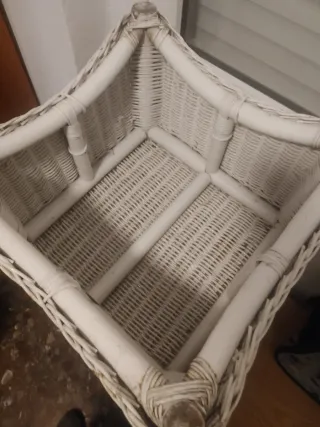 Mesa auxiliar 64/47 cm bambú y mimbre