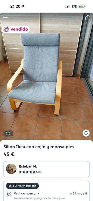 Sillón butaca Ikea POANG madera + reposapies