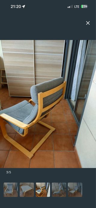 Sillón butaca Ikea POANG madera + reposapies