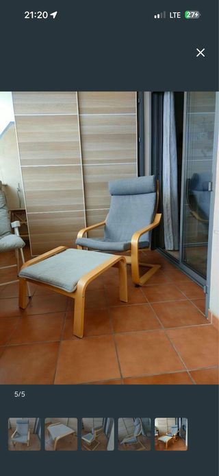 Sillón butaca Ikea POANG madera + reposapies