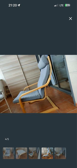Sillón butaca Ikea POANG madera + reposapies