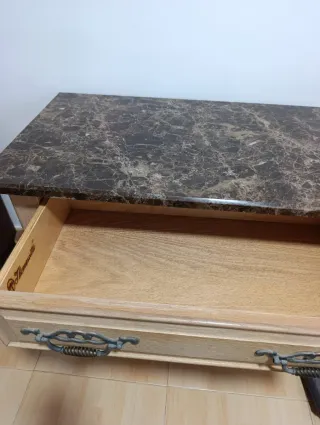 Mueble recibidor o auxiliar madera y mármol