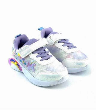 Zapatillas Niña Luces Talla 28 Morado/Blanco
