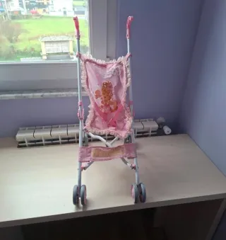 Carrito de muñecas rosa plegable