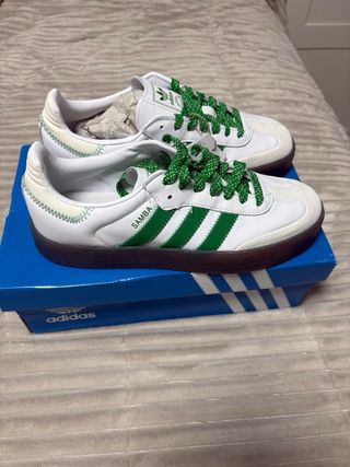 Zapatillas Adidas Samba Blancas y Verdes