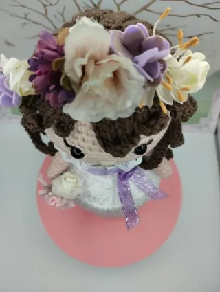 Muñeca Amigurumi Comunión Flores