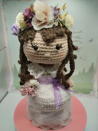 Muñeca Amigurumi Comunión Flores