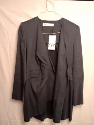 Vestido Chaqueta Zara Gris Drapeado