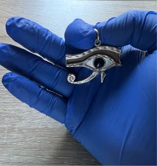 Ojo de Horus Egipcio Oro Plata Ónix Nácar