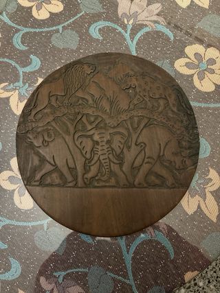 Tablero ajedrez madera tallado antiguo