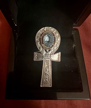 Anillo Ankh Plata y Aguamarina Auténtica
