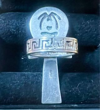 Anillo Ankh Plata y Aguamarina Auténtica
