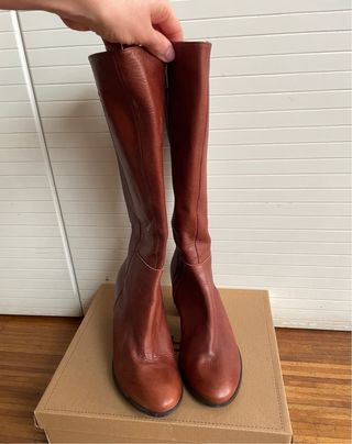 BOTAS ALTAS TACON! VINTAGE MARRON ROJAS 36 BOOTS