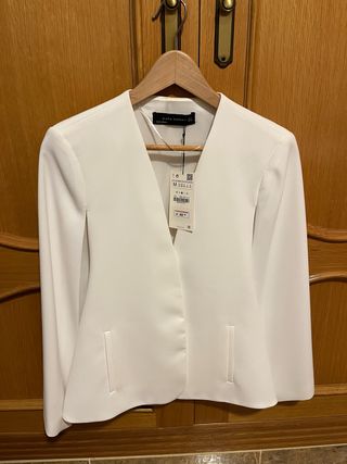 Americana Zara Blanca Manga Descubierta Talla M