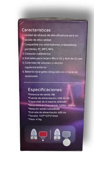 Altavoz QUIGG Bluetooth Luz y Agua