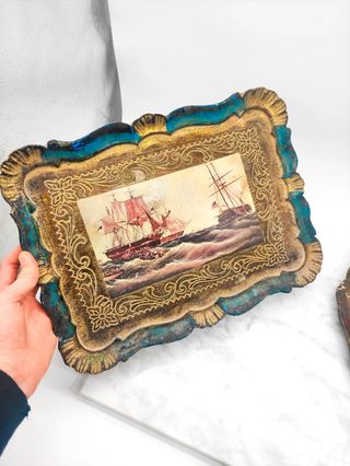 Lote 3 Bandejas Florentinas Italia Madera