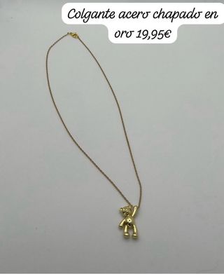 Colgante osito acero chapado oro de 18 quilates