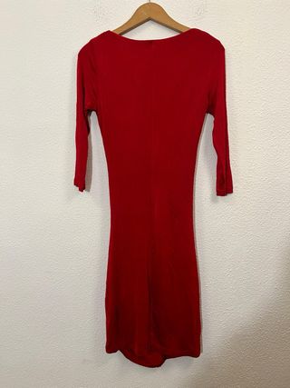 Vestido Mango Rojo Drapeado Talla S