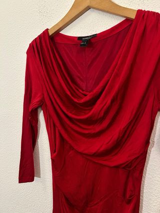 Vestido Mango Rojo Drapeado Talla S