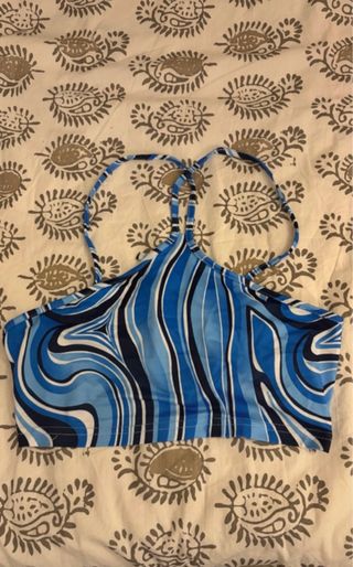 Top halter estampado azul Shein XS