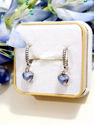 Pendientes Aros Plata Corazón Cristal Multicolor