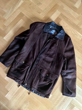Chaquetón de piel marrón para hombre