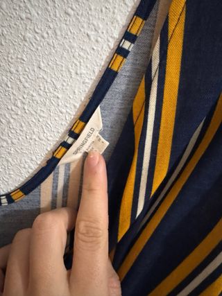 Mono rayas azul y mostaza