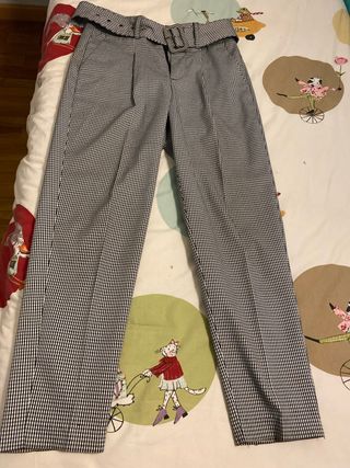 Pantalón de vestir cuadros blanco y negro
