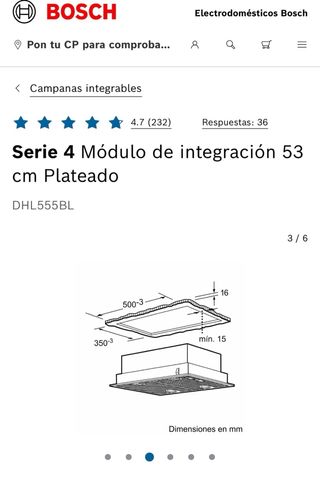 Campana extractora Bosch 53cm DHL555BL