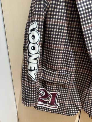 Americana cuadros marrón y negro