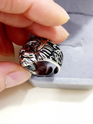 Anillo Diseño Tigre Plata y Oro