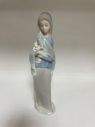Figura Lladró Porcelana Virgen Flores