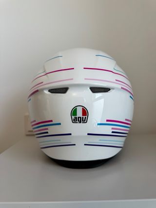 Casco Moto AGV Blanco Rayas Colores talla XS