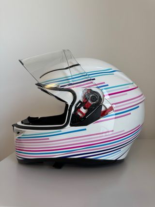 Casco Moto AGV Blanco Rayas Colores talla XS