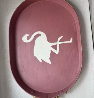 Bandeja decorativa rosa con flamenco