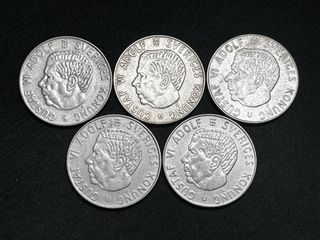 Lote 5 monedas plata Suecia 1960s
