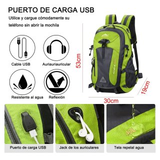 Mochila 40L senderismo camping varios colores