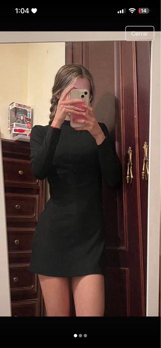 Vestido negro manga larga talla 9Y