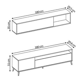 Muebles de salón de Barcelona 180 cm – Diseño retro vintage
