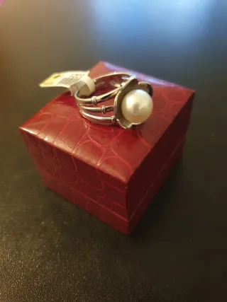 Anillo Plata Perla Austriaca
