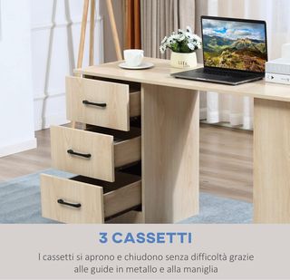 Escritorio Porta PC Con 3 Cajones Y 3 Estantes, Escritorio para Habitación Y Oficina en Madera 120X49X72Cm