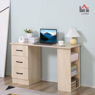 Escritorio Porta PC Con 3 Cajones Y 3 Estantes, Escritorio para Habitación Y Oficina en Madera 120X49X72Cm